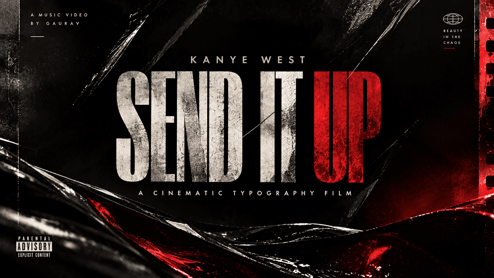 Cinematic typography treatment of the title Send It Up over a cracked, red-lit black surface