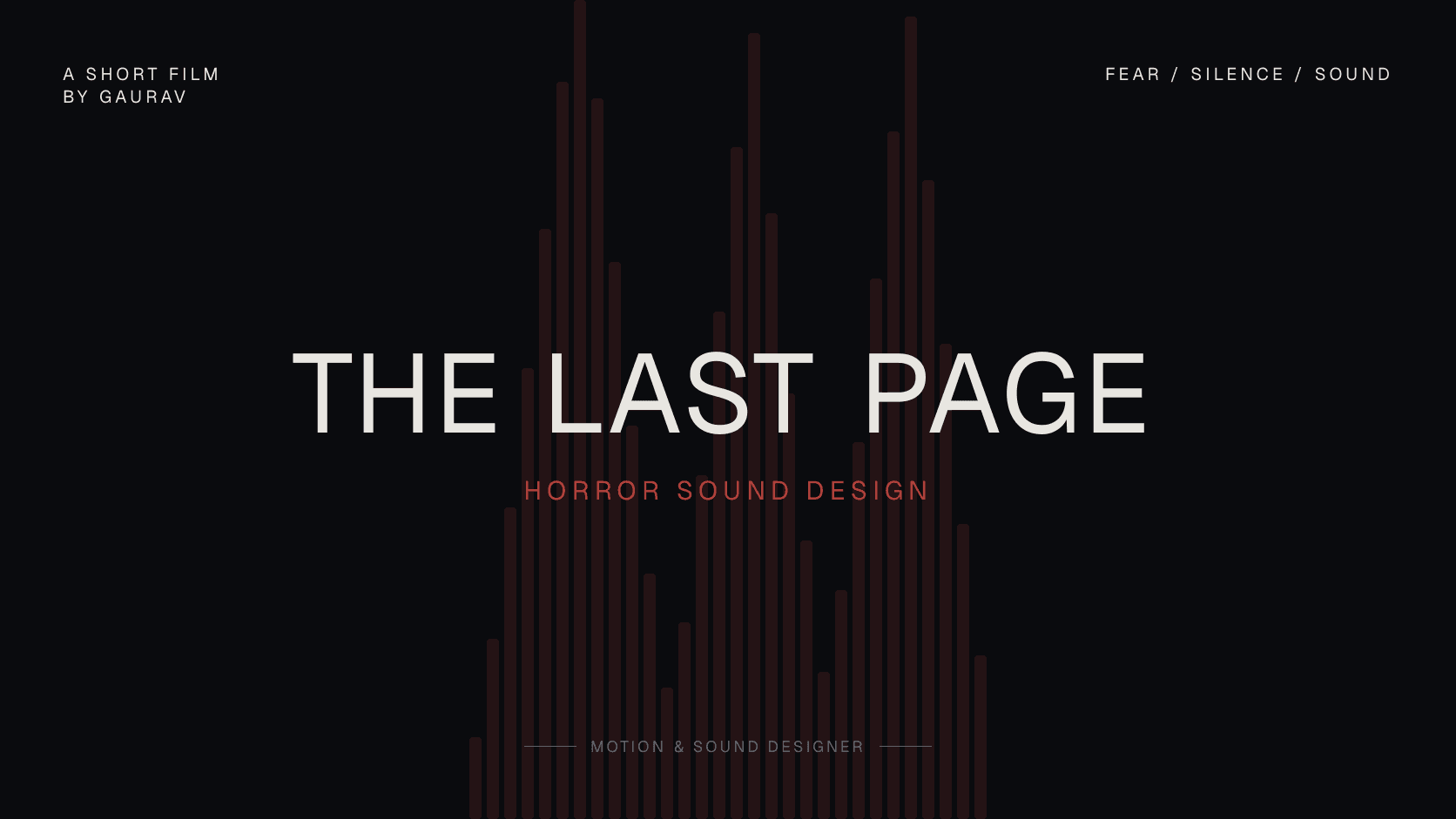 A dark waveform-motif cover in red reading The Last Page — Horror Sound Design