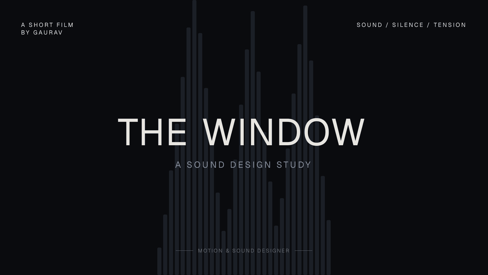 A dark waveform-motif cover reading The Window — A Sound Design Study